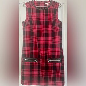 NWT Esprit Red & Black Plaid Zip Pocket Dress
